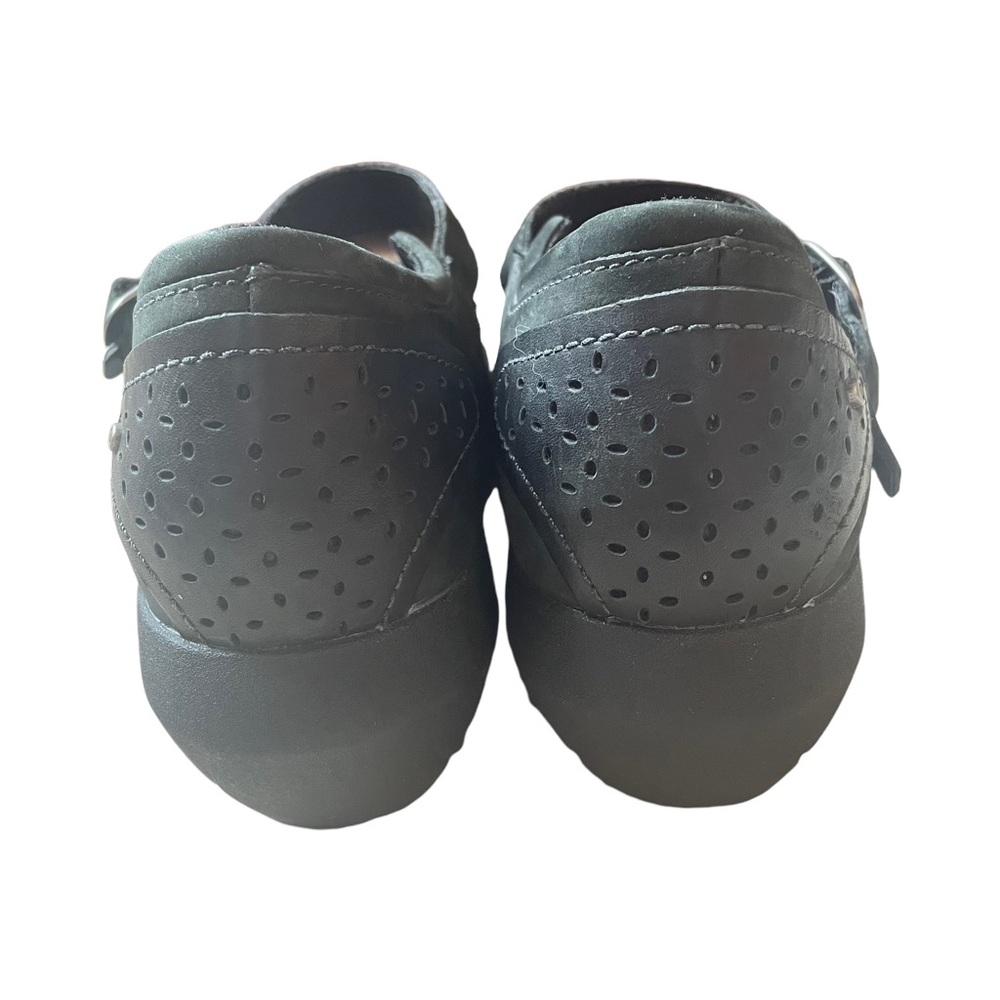 Merrell Black Mary Jane Clog Heels with Silver Buckle - Picture 4 of 12